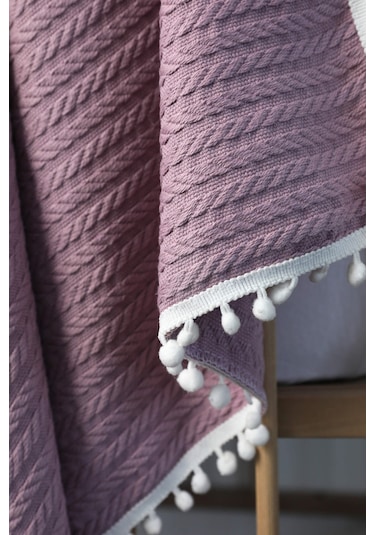 %100 Pamuk Cherry Bebek Battaniyesi Pamuklu Pike 100x120 - Lila