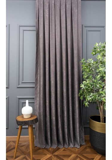 Evdepo Home Soft Koyu Gri Fon Perde Tek Kanat Gri