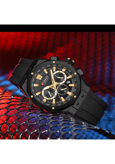 Curren 8462 Erkek Gri Analog Kuvars Silikon Spor Aydınlatmalı Saat Su Geçirmez Tarih Kol Saati Mavi Diğer