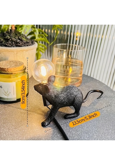 Honeybeeshop C Şık Peyn Guardian Masa Lambası Usb Güçlü Reçine Yapımı Düğme Kontrolü Ev Dekoru Yatak Odası Oturma Odası Ambiyansı Oda Dekoru Ahşap