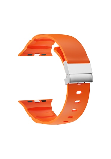 Apple Uyumlu Watch 10 46mm Zore Krd-145 Metal Tokalı Silikon Kordon