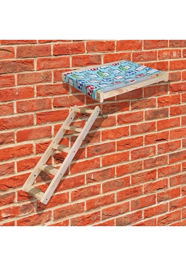 Duvara monte kedi hamağı ve kedi merdiveni takımı (Mavi)