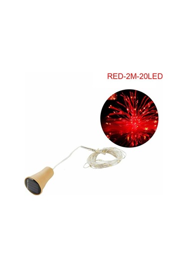 Kırmızı Güneş Enerjisi Şarap Şişesi Işıkları Led Dizeleri Bakır Tel Ev Partisi Dekorasyonu 2m20led Kırmızı