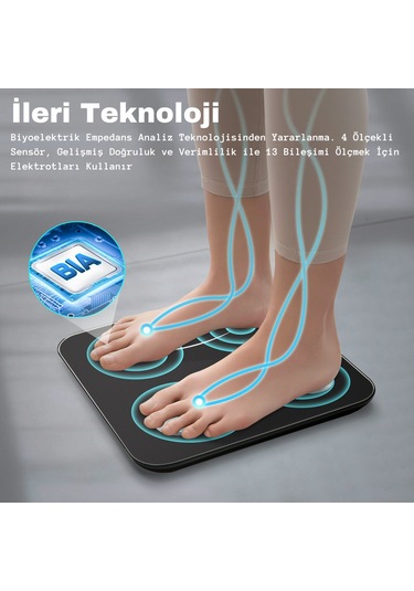 Techfit TF1075FİT Bluetooth Baskül Vücut Aanalizi Tartı Siyah