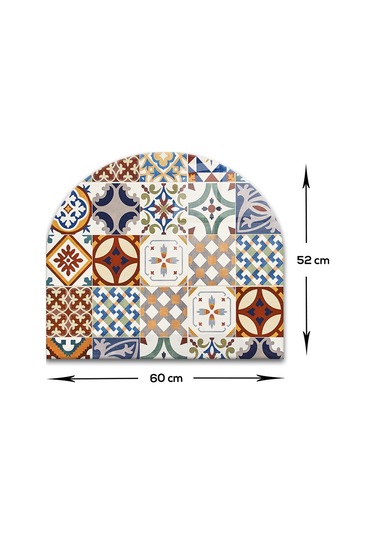 Decorita Cam Ocak Arkası Koruyucu | Oval Şekilli | Çini Desen