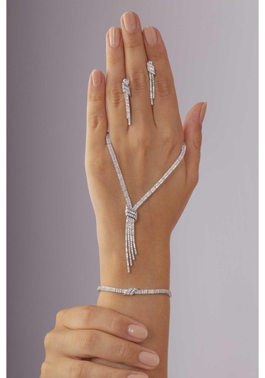 Gümüş Pazarım Su Yolu Kemerli 925 Ayar Gümüş Düğün Set Gümüş