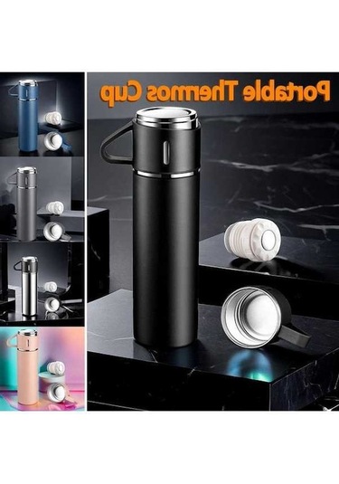 Pazly Paslanmaz Çelik Termos Şişe, Vakum Yalıtımlı, 500ml, Gümüş Renk, Spor Ve Günlük Kullanım İçin Gümüş