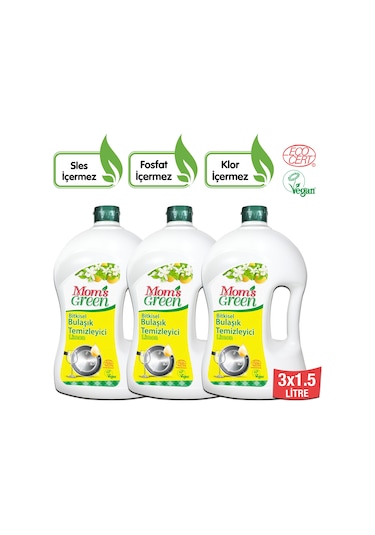 Mom's Green Bitkisel Elde Bulaşık Temizleyici Limon 3 x 1500 ML