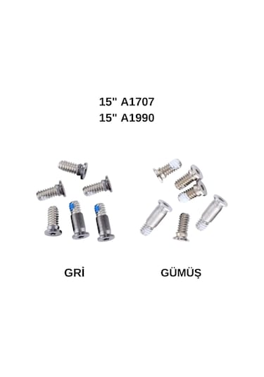 Apple Uyumlu MacBook Pro 15inç A1707 A1990 İle Kapak Vidaları Screw Touchbarlı Model Gümüş