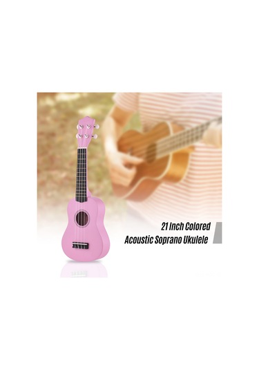 Ruicoo 21 İnç Akustik Soprano Ukulele, Tam Ahatlı Gökkuşağı Ağacı Gövde, Portatif Öğrenci Ve Başlangıçcılar İçin Aksesuarsız, Pembe