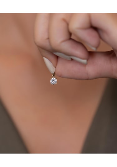 Bayar Gold 14 Ayar Altın Tektaş Kolye Ucu Sarı Altın