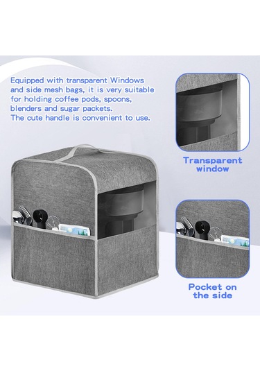 Suntek Kahve Makinesi Toz Kapağı Polyester Yıkanabilir Gri