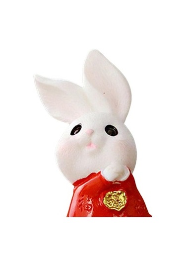 Lijinxu Karikatür Tavşan Heykeli Hayvan Modeli Masa Süs Ofis Ev