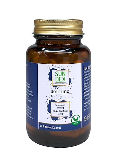 Sundex Selezinc Selenyum L-Selenometionin ve Çinko Pikolinat 60 Bitkisel Kapsül