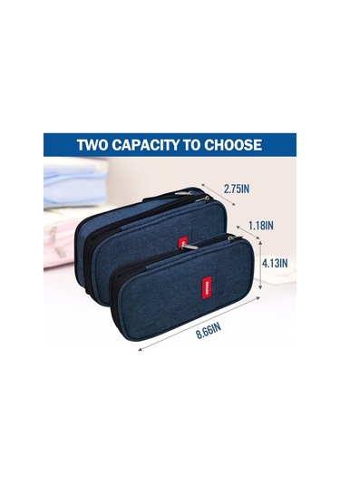 Genişletilebilir Büyük Kapasiteli Okul Ve Ofis Kalem Kutusu, Çok Bölmeli Pratik Kalemlik, Dayanıklı Kalem Organizer MAvi