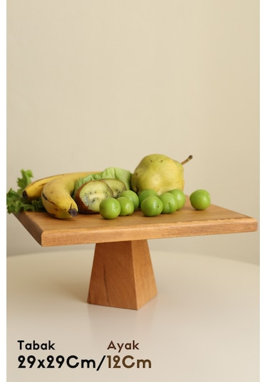4'lü 2katlı Kek Standı,25 Cm Mummy, 29 Cm Piramit,17x30 Cm İçi Oymalı Set + Kesme Tahtası Hediyeli Kahverengi