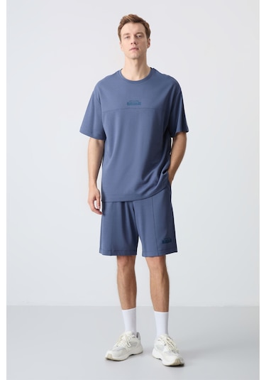 Tommy Life Petrol Pamuklu Kalın Yumuşak Dokulu Oversize Fit Basic Erkek Şort Takım - 85259 Tommy Life Petrol Pamuklu Kalın Yumuşak Dokulu Oversize Fit Basic Erkek Şort Takım - 85259