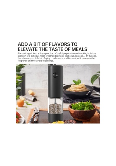 Novahub Siyah Abs Baharat Değirmeni - 25w, 6v, 4xaaa Pil İle Çalışır Piller Dahil Değil Siyah