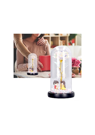 Shineyee Gitar Figürlü Renkli Led Aydınlatmalı Cam Gül Sabiti - Sevgiliye Hediye, Ev Dekoru, Yatak Odası Gece Lambası Pil Dahil Değil