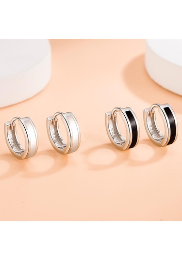 Beyaz Sevimli Kişiselleştirilmiş Siyah Ve Beyaz Küpeler Avrupa Ve Amerikan Trendy Tutkal Siyah Ve Beyaz Kulak Takıları