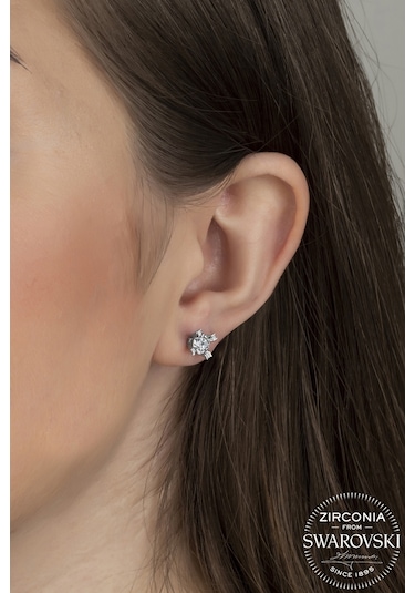 Union Swarovski Zirconia Kadın 0.92 Karat Tektaş Gümüş Küpe