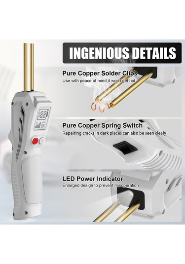 Yunboo El Tipi Kablosuz Plastiği Kaynatıcı - Lcd Ekranlı, Dahili Li-po Pil, Hızlı Isınma, Çok Amaçlı Tamir Aleti, Beyaz