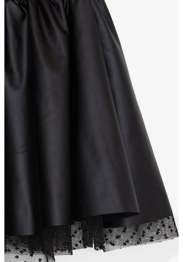 Breeze Kız Çocuk Deri Etek Tüllü Beli Lastikli 8-12 Yaş, Siyah Siyah