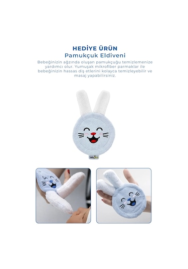 Babyjem Bebek Bakım Bakım Seti Mavi 7 Parça + Pamukçuk Eldiveni Mavi Hediyeli