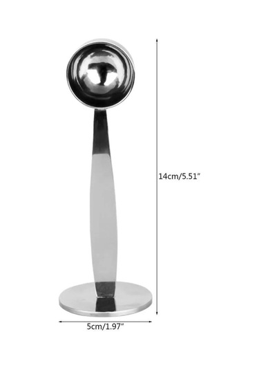 Jeemson Stainless Steel Kahve Ölçü Ve Tamper Kolu - 2'li Fonksiyonlu Espresso Aracı Gümüş