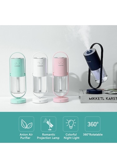 Novahub Ks Portatif Nemlendirici Ve Hava Filtresi, 360 Led Proje Lambası, Şarjlı, Beyaz