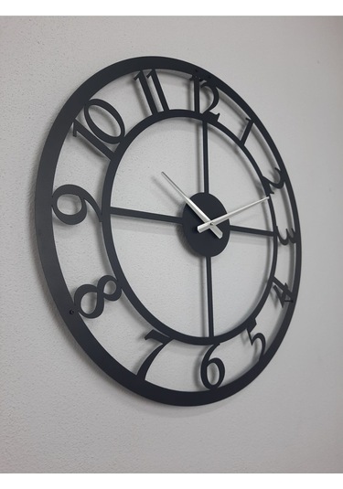 Rakamlı Metal Siyah Duvar Saati 1,5 Mm Kalınlık 60 X 60 Cm Siyah