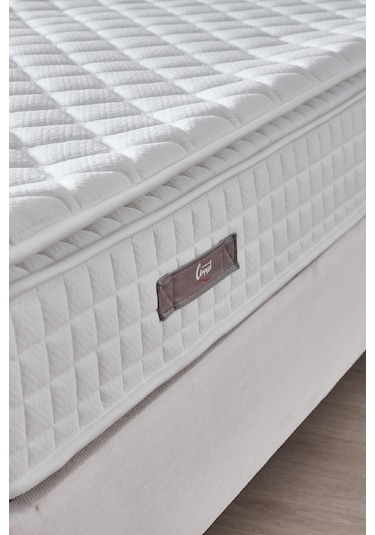 Zambak Tek Kişilik Antibakteriyel Ortopedik Paket Yaylı Pedli Yatak Ekru