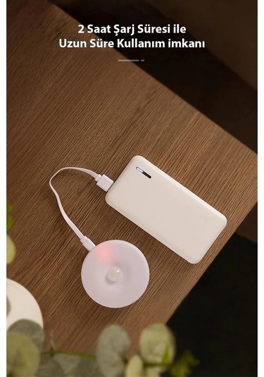 Usb Şarjlı Akıllı Hareket Sensörlü Kablosuz Led Aydınlatma Lamba Beyaz Işık - 1 Adet