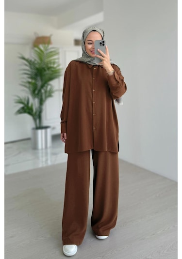 Kahijab Pearly Takım - Kahverengi Kahverengi