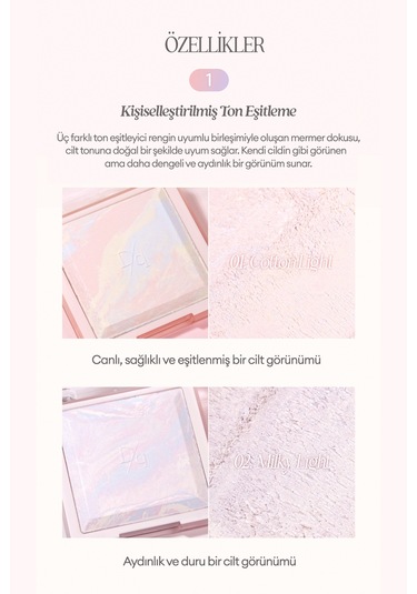 Dasique Ton Eşitleyici & Sabitleyici Fırınlanmış Pudra Correcting Finish Powder 01 Cotton Light