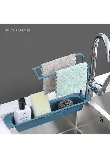 Teleskopik Lavabo Depolama Raf Ayarlanabilir Tahliye Raf Mutfak Yıkama Bezi Sünger Tutucu Raflar Ve Amp Tutucular 19 x 7 CM