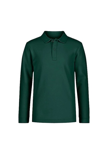 Tezzgelsin Erkek Çocuk Uzun Kol Polo Yaka Okul T-shirt Haki Yeşil Haki