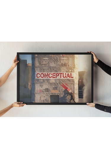 Conceptual Art Çerçeveli Tablo Modern Mimari Mizah Ofis Dekoru Duvar Dekoru 30x42 Cm