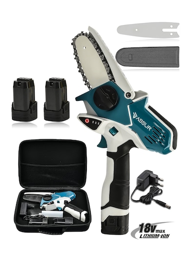 Assur Asr750 18v Çift Akülü Dal Budama Testere Çantalı Mavi