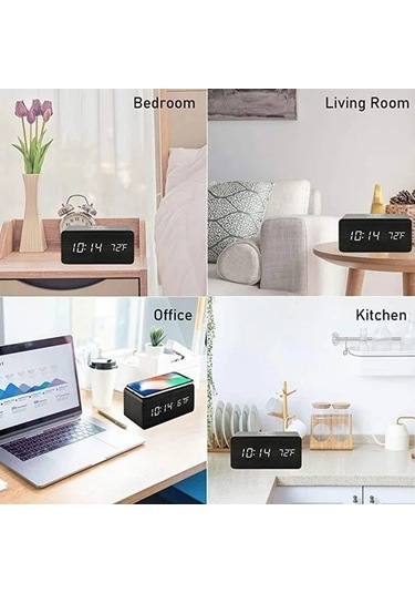 Trendooze Zaman, Ut Tarih, Şarjlı Saat, Kablosuz Dijital Çalar Ahşap Mu