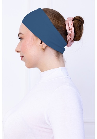 Kaymayan Silikonlu Bandana Bone Turkuaz - Kadın Tesettür Dikişsiz Kaymaz Geçme - Sportif Saç Bandı Turkuaz