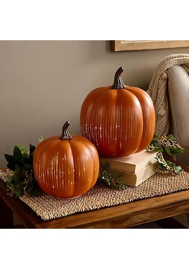 Folinda Turuncu Cam Kürdan Lambası - Zamanlayıcılı, Dahili Pil, Dekoratif Aydınlatma, 17x15x15 Cm 6 7 İnç