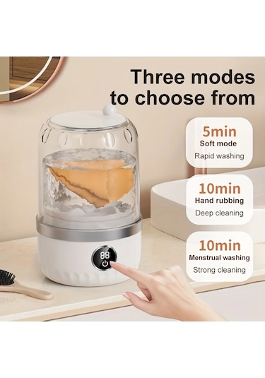 Fochsia Taşınabilir  Gri Type-c Şarjlı Seyahat Çamaşır Makinesi