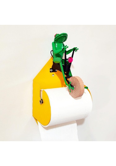 Banyo Kullanımı İçin Kurbağa Bisiklet Kağıdı Havlu Tutucu Yeşil