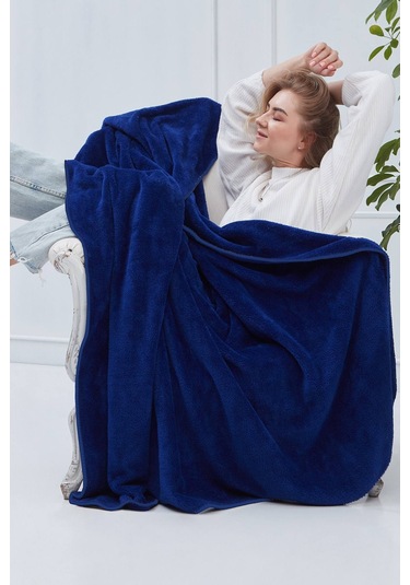 Deluxe Wellsoft Tv Battaniyesi Lacivert Tek Kişilik Battaniye 150x200 Cm