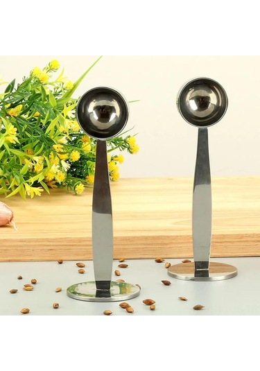 Jeemson Stainless Steel Kahve Ölçü Ve Tamper Kolu - 2'li Fonksiyonlu Espresso Aracı Gümüş