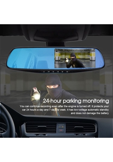 Trendooze Springsun 4.3 1080p Çift Lensli Araba Otomatik Dvr Dash Cam Video Kamera Kaydedici Dikiz Aynası Bf