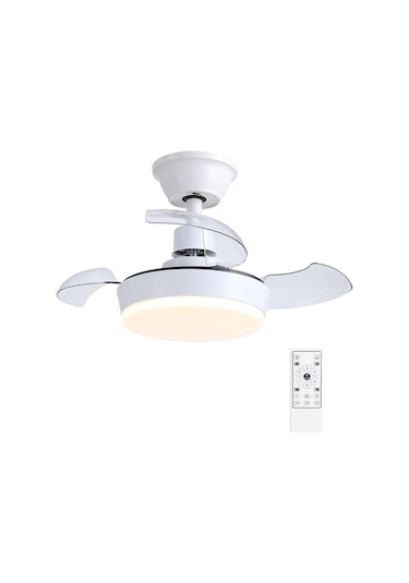 60 Cm Işıklı Deckenventilator, Uzaktan Kumandalı, 3 Kanatlı, Beyaz