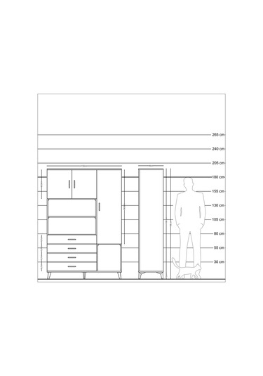 Hyperion Dolap 8 Raflı 4 Çekmeceli 3 Kapaklı 132x44x195 Çam-a... Çam