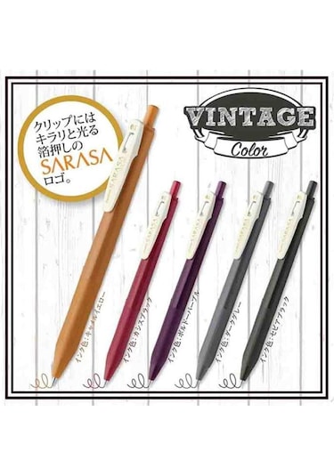 Zebra Sarasa Clip Jel Mürekkepli Kalem Vintage Set 0,5mm 5'li Set-2